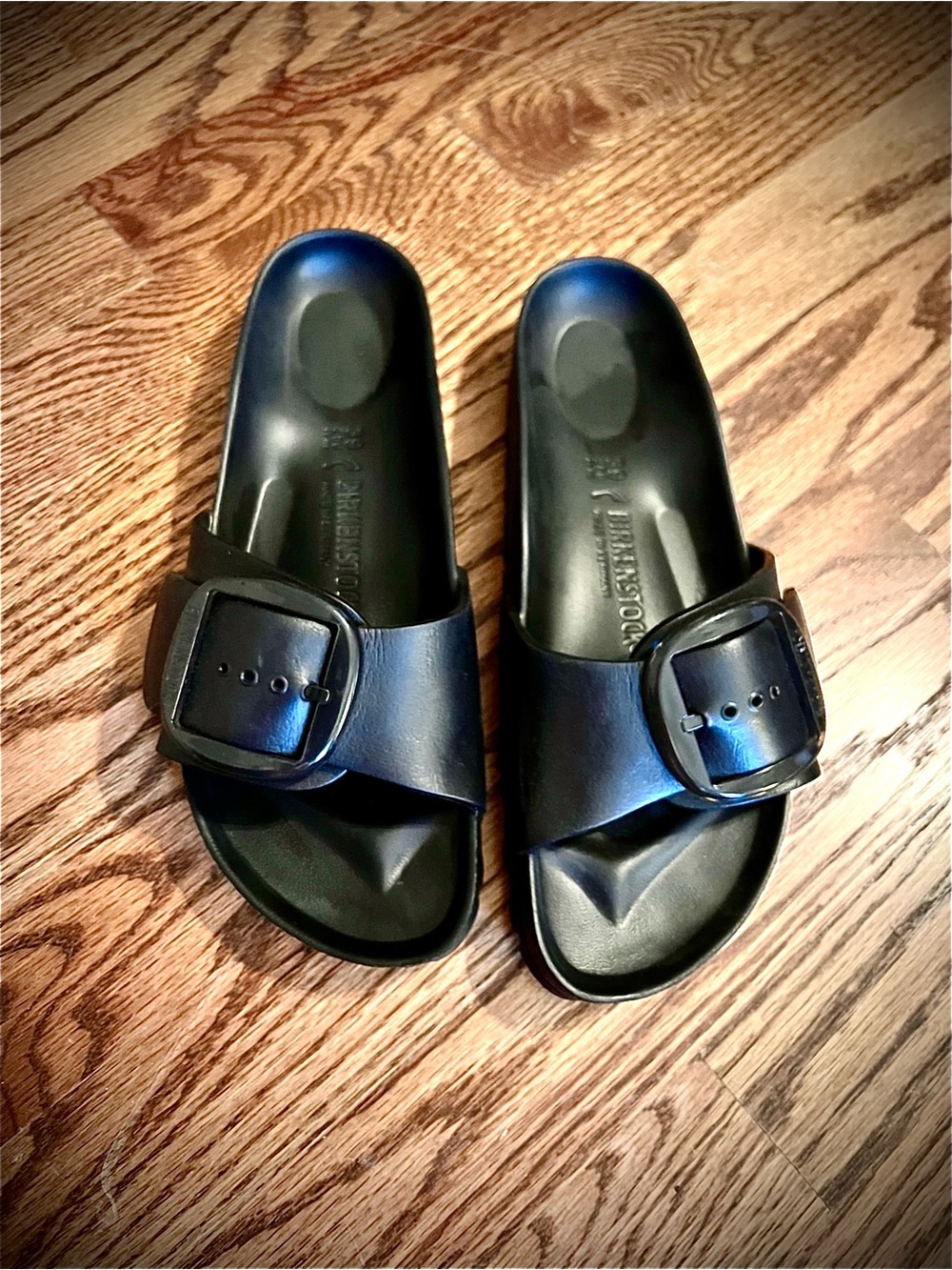 Birkenstock Black Single Buckle Slide Sandals